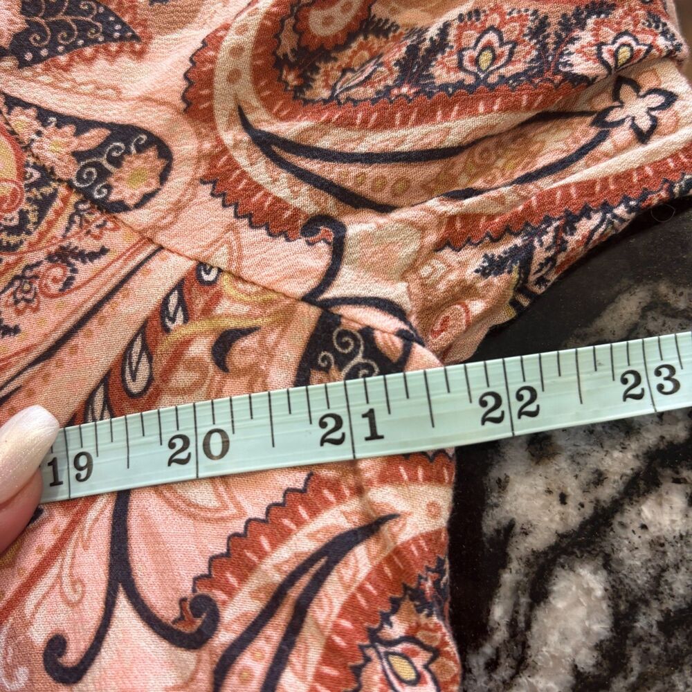 Anthropologie Cady Mock Neck Dress Puff Sleeves Paisley Peach Boho Size Plus 1X - Picture 8 of 10